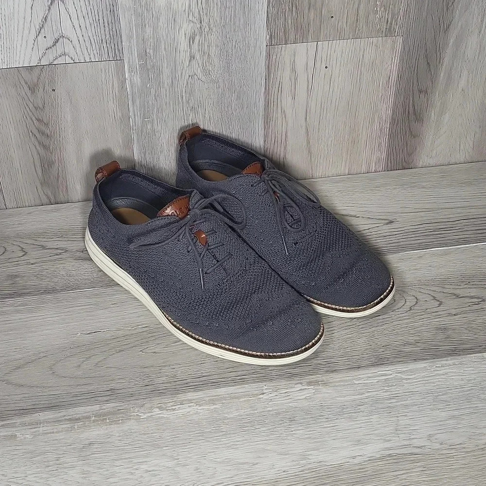 Cole Haan Original Grand Grey‎ Fabric Leather Lace Up Oxford Shoes Mens 9.5